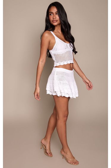 Cream Scallop Edge Crochet Cami Top