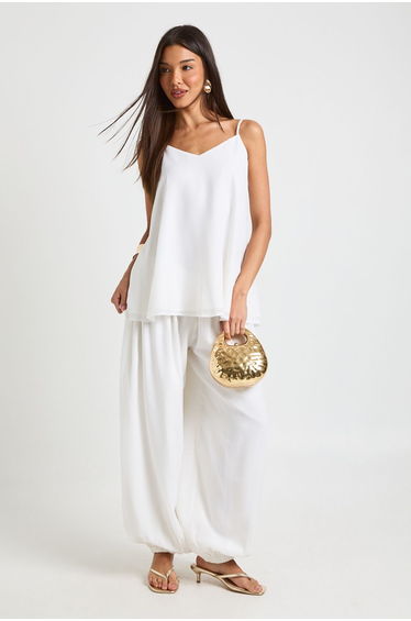Chiffon Volume Cami Top - white