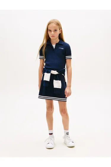Tommy Hilfiger Girls Sweater Polo Dress in Navy