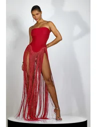 Eleanor Strapless Fringe Maxi Dress - 5