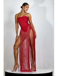 Eleanor Strapless Fringe Maxi Dress - 3