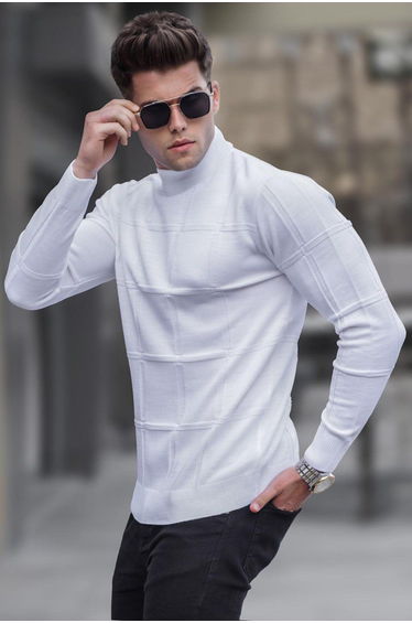 Ecru Turtleneck Knitwear Sweater