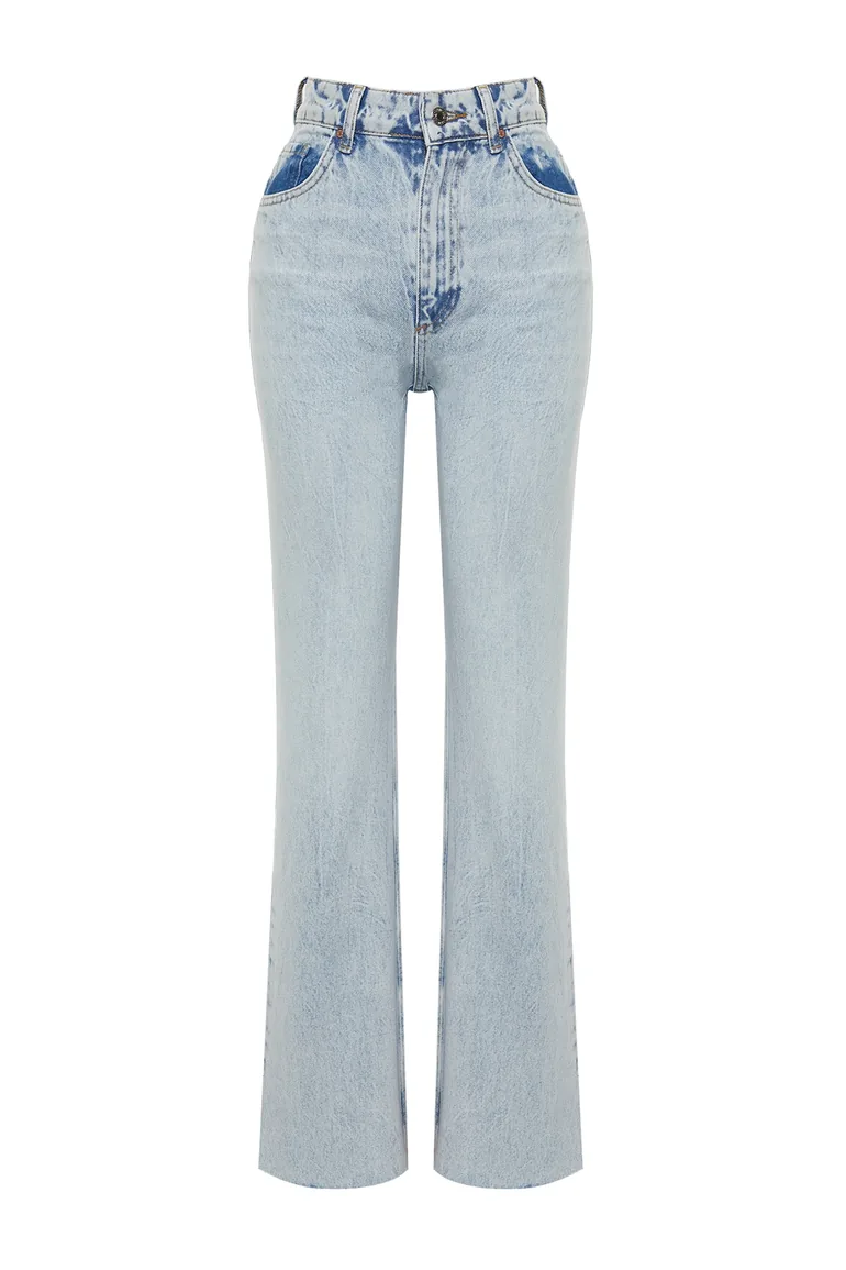 Light Blue High Waist Wide Leg Jeans - 7