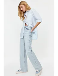 Light Blue High Waist Wide Leg Jeans - 2