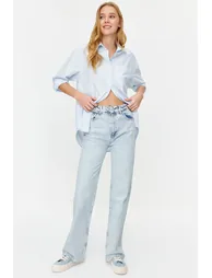 Light Blue High Waist Wide Leg Jeans - 1