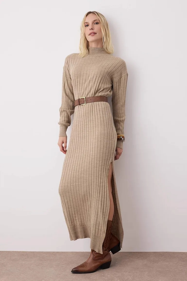 beige plain dress Women Beige Plain Maxi Dress|KSA