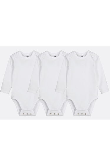 Long Sleeve Fitted Bodysuits in Pack of 3