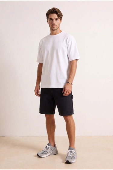 Black Regular Fit Denim Shorts & Bermuda