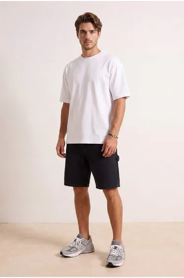 Black Regular Fit Denim Shorts & Bermuda