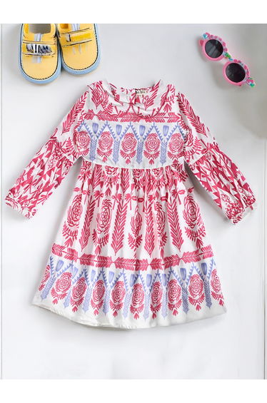 All-Over Printed Peter Pan Collared A-Line Dress