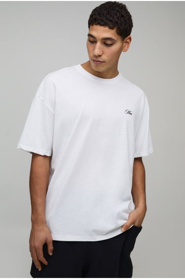 White Oversized Floral Spine Print T-Shirt - white