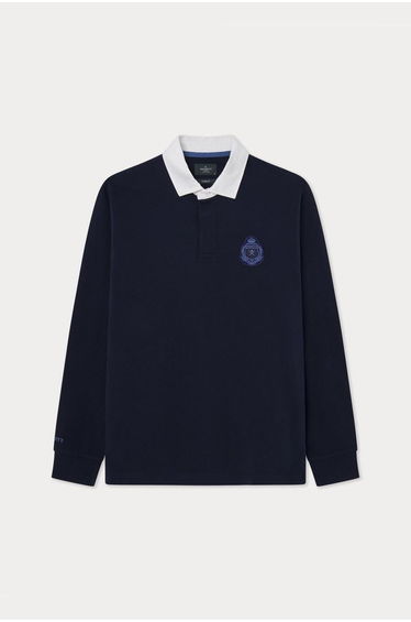 Heritage Crest Logo Rugby Shirt Navy