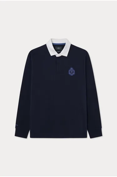 Heritage Crest Logo Rugby Shirt Navy