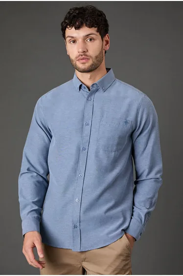 Light Blue Brushed Flannel Long Sleeve Shirt