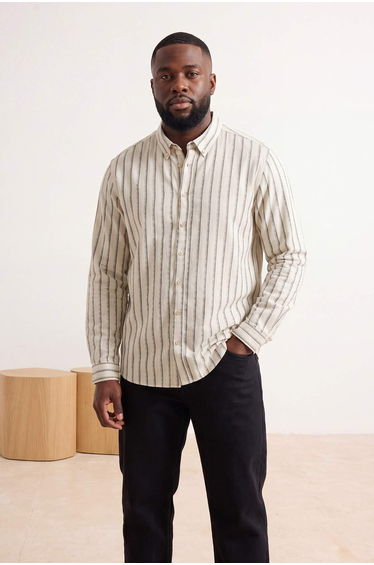 Ecru Regular Men's Large Size Shirt