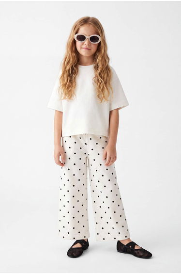 Ecru Girls' Polka Dot Flare Denim Trousers