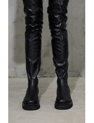 Black Double Sole Over The Knee Boots - 2