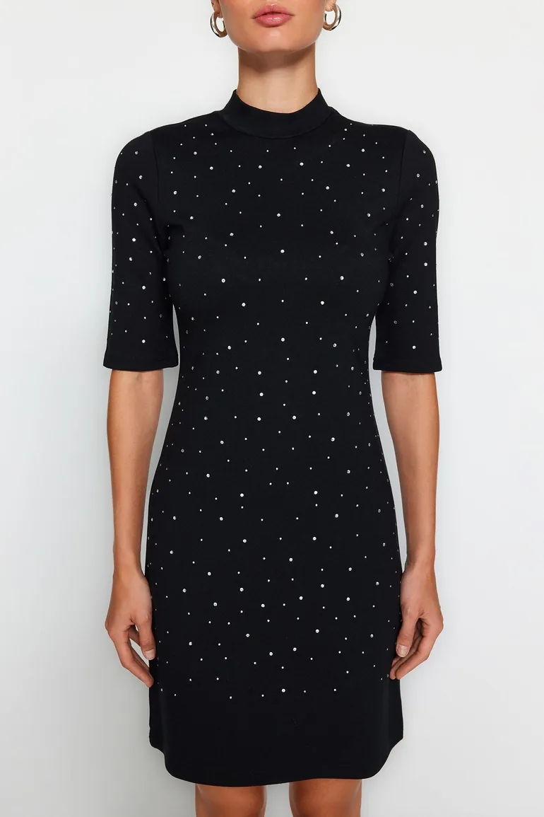 Black Column Mini Dress - 2