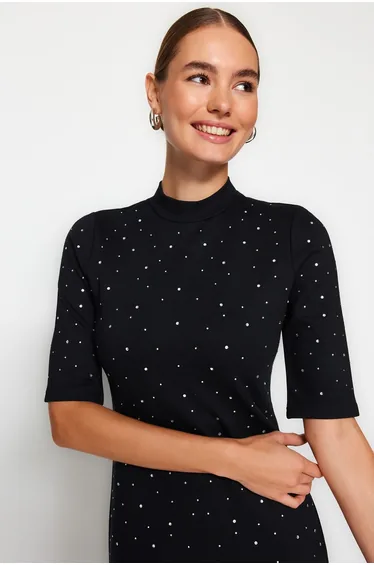 Black Column Mini Dress