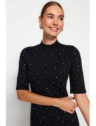 Black Column Mini Dress - 1