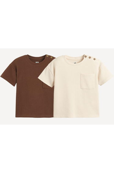 Pack of 2 T-Shirts in Waffle Knit