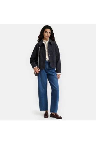 Houndstooth Check Collared Jacket