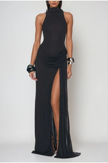 Canaan Ruch Sleeveless Split Maxi Dress In Black