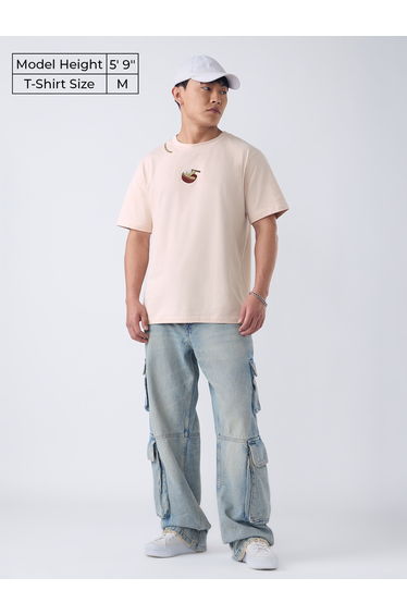 Men Beige Ramen Relaxed Fit T-Shirt