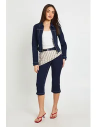 Double Zip Denim Jacket - indigo