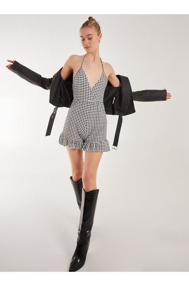 Gingham Frill Jacquard Playsuit