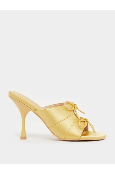 Bow Trim Cut Out Stiletto Heel Sandals
