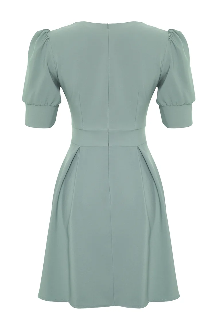 Mint Double Breasted Neck Woven Dress - 7