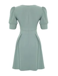 Mint Double Breasted Neck Woven Dress - 7