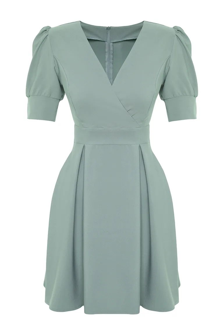 Mint Double Breasted Neck Woven Dress - 6