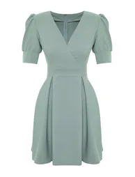 Mint Double Breasted Neck Woven Dress - 6
