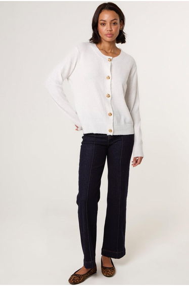 Gold Flower Buttons Cardigan