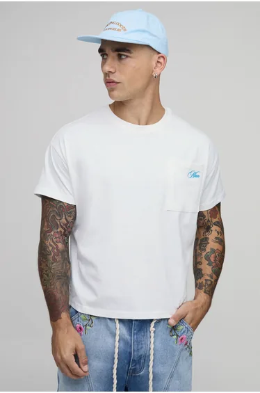 Mango Print Oversized Cropped T-shirt - white