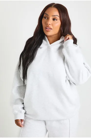 Plus Core Basic Raglan Seam Oversized Hoodie - ash grey
