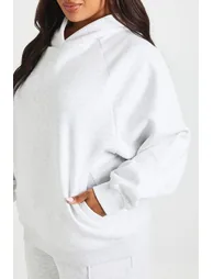 Plus Core Basic Raglan Seam Oversized Hoodie - ash grey - 3
