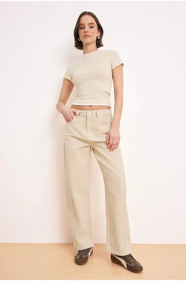 Mink High Waist Baggy Fit 100% Cotton Jeans