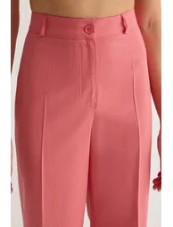 Dusty Rose Wide Leg High Waist Woven Trousers - 4