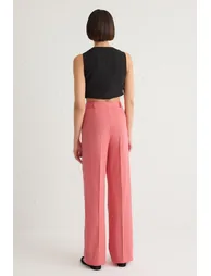 Dusty Rose Wide Leg High Waist Woven Trousers - 2