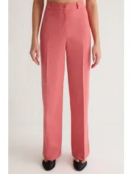 Dusty Rose Wide Leg High Waist Woven Trousers - 3
