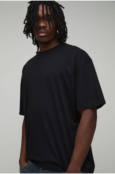 Tall Black Oversized Kyoto Postcard Large Scale Print T-Shirt - black