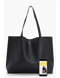 Large Popper Tote Shopper Bag - black - 3