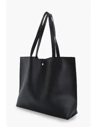 Large Popper Tote Shopper Bag - black - 1