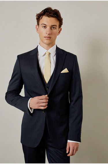 Navy Pinstripe Tailored Fit Suit Jacket