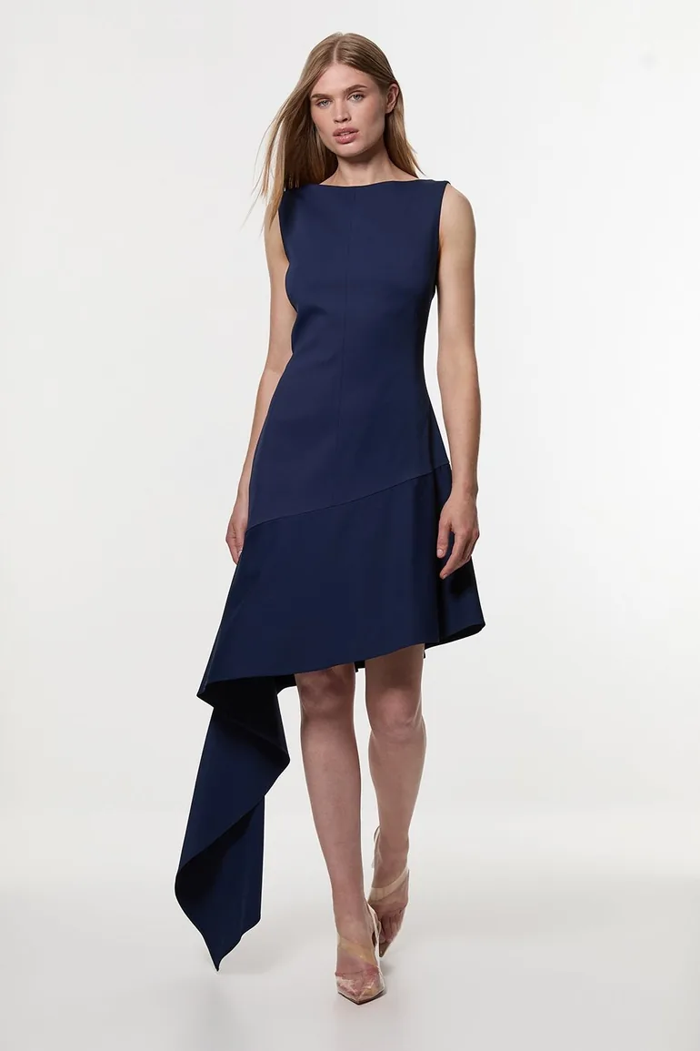Digital Ophelia Polished Tailored Open Back Hem Detail Mini Dress