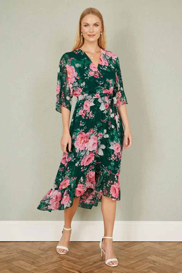 dark green kimono dress Linen kimono dress green