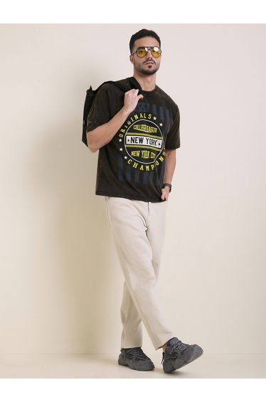 Men Oversized Acid Washed Printed T-Shirt